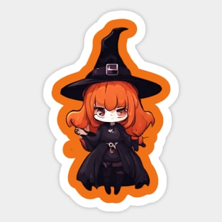 Witchcraft horror anime characters Chibi style +Halloween horror Sticker